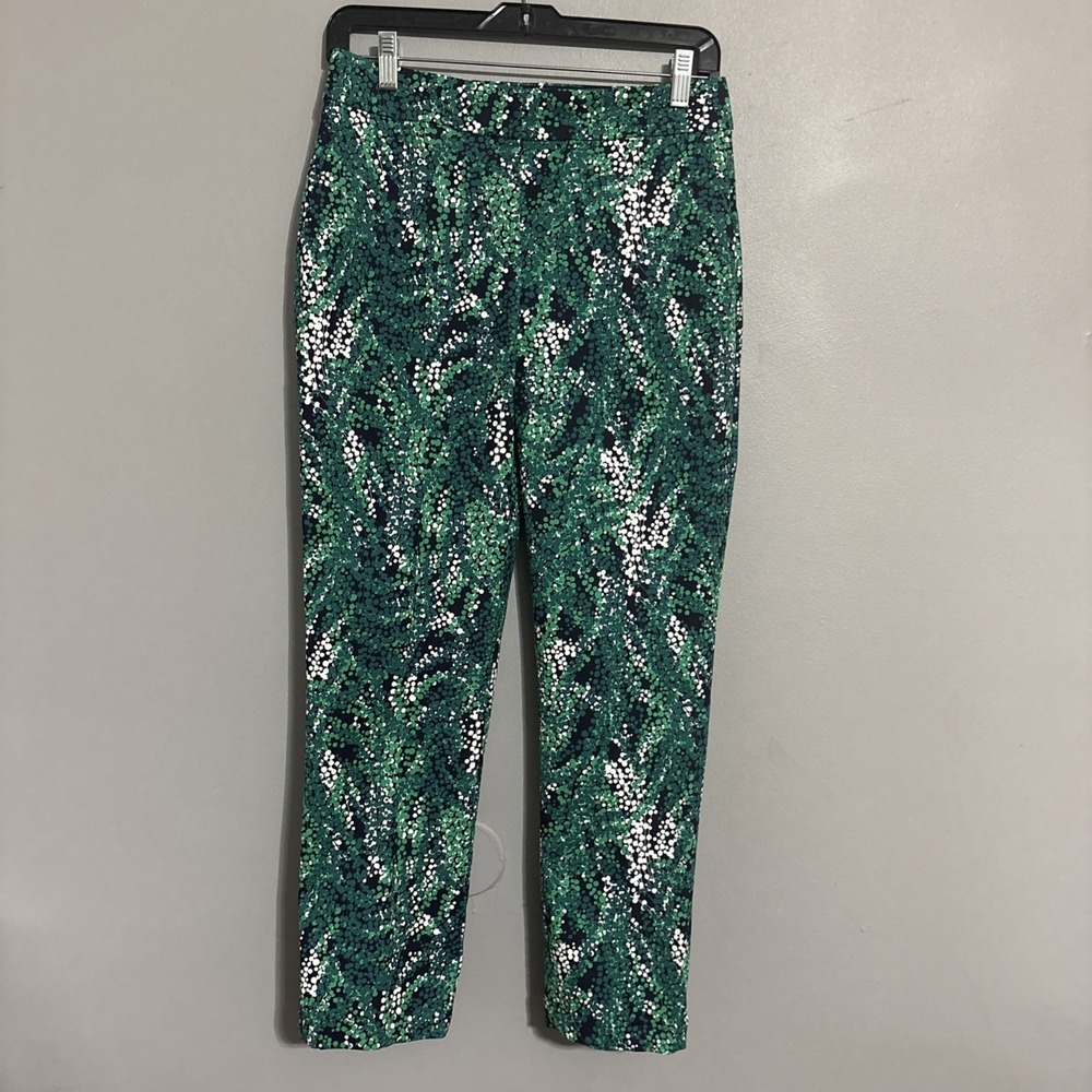 New Boden Leaf print Ankle Pant NWT Sz US 4P UK 8p Green Blue White‎